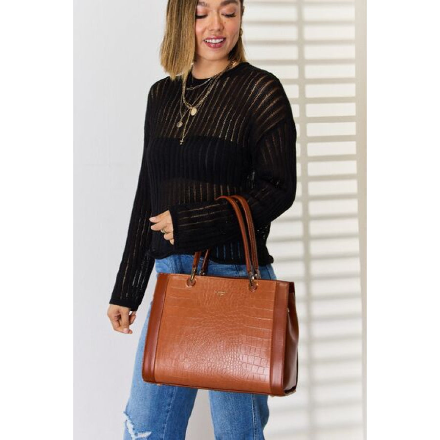 David Jones Texture PU Leather Handbag Apparel and Accessories