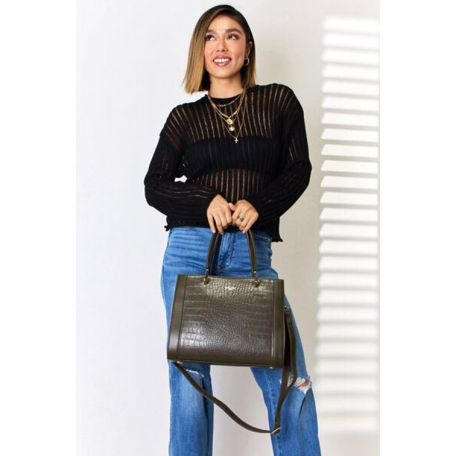 David Jones Texture PU Leather Handbag Apparel and Accessories