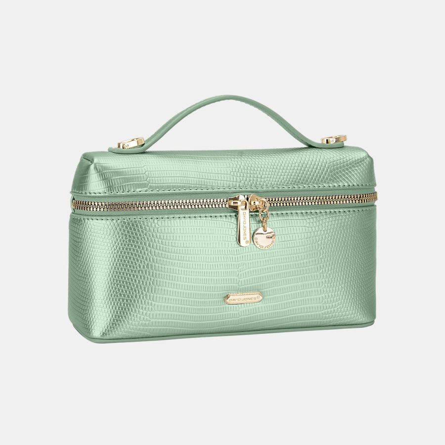 David Jones Texture PU Leather Handbag Apple Green / One Size Apparel and Accessories