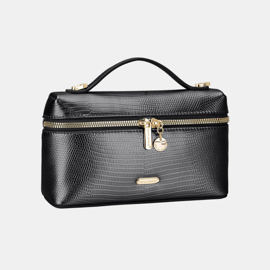 David Jones Texture PU Leather Handbag Black / One Size Apparel and Accessories
