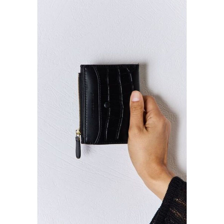 David Jones Texture PU Leather Mini Wallet BLACK / One Size Apparel and Accessories