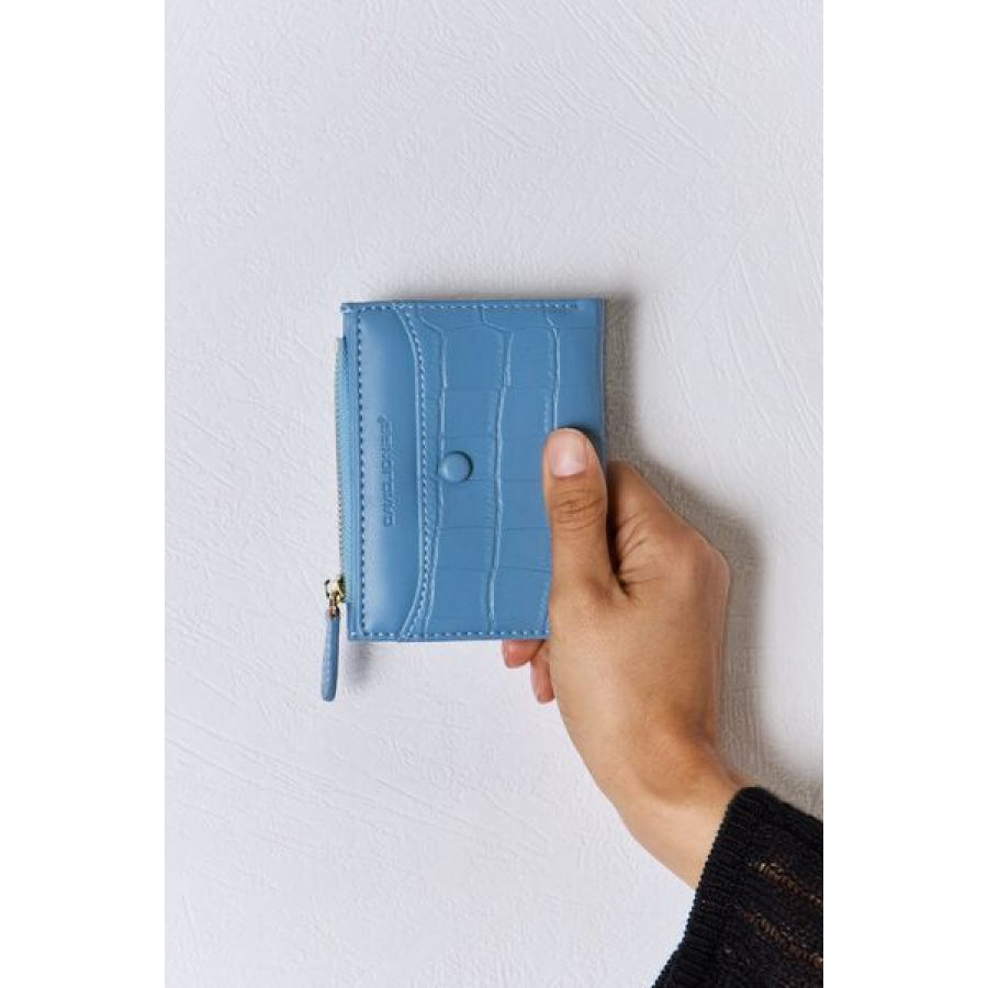 David Jones Texture PU Leather Mini Wallet BLUE / One Size Apparel and Accessories