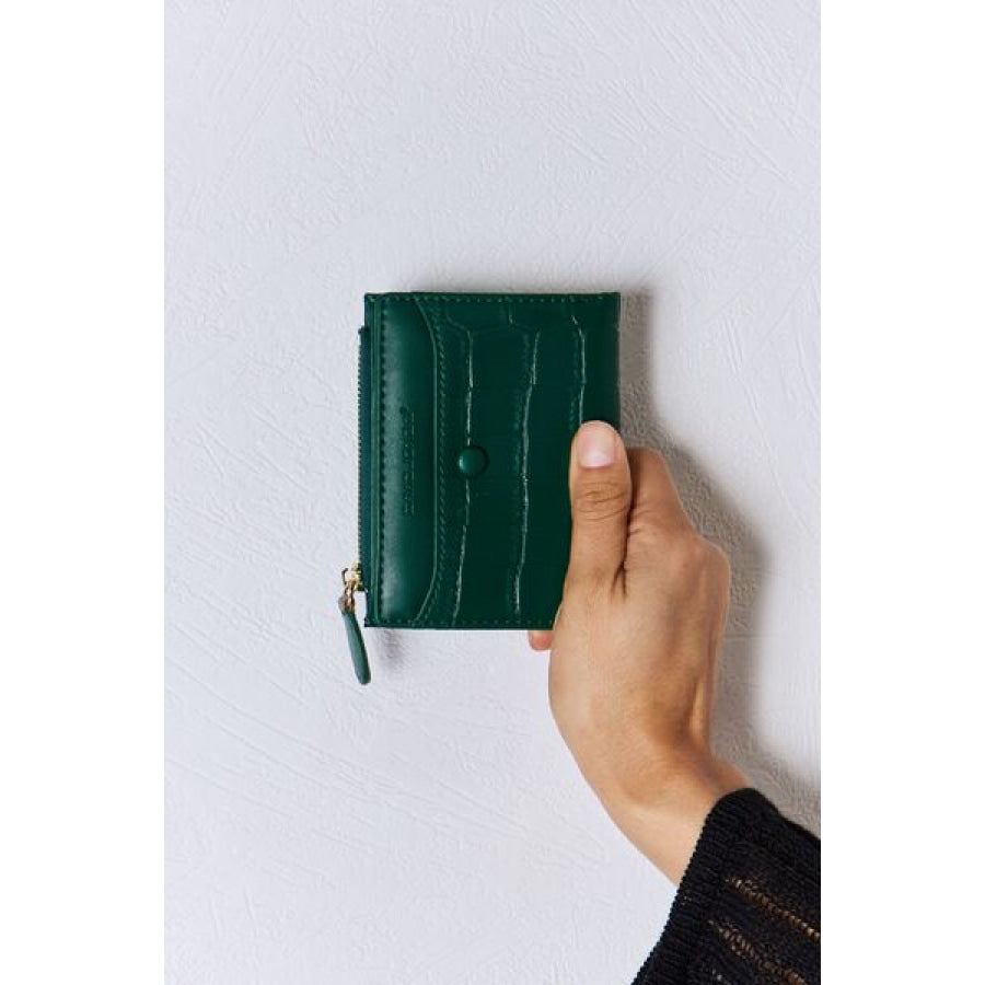 David Jones Texture PU Leather Mini Wallet GREEN / One Size Apparel and Accessories