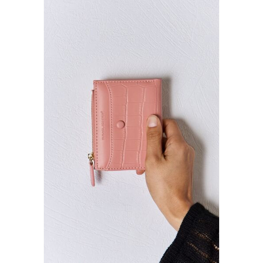 David Jones Texture PU Leather Mini Wallet PINK / One Size Apparel and Accessories