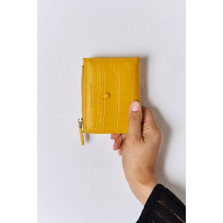 David Jones Texture PU Leather Mini Wallet YELLOW / One Size Apparel and Accessories
