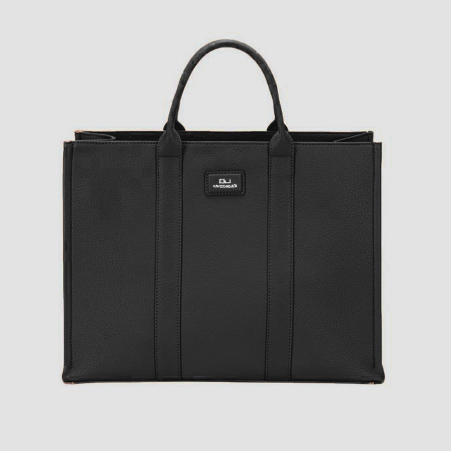 David Jones Textured PU Leather Handbag Black / One Size Apparel and Accessories