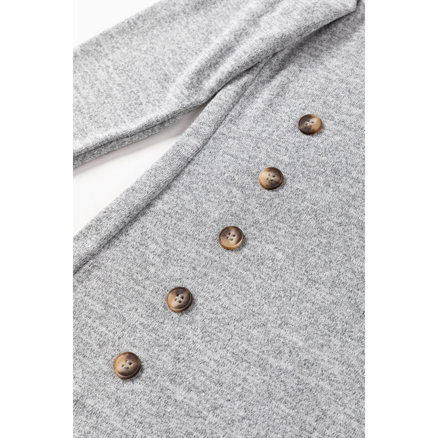 Decorative Button Round Neck Long Sleeve Top Apparel and Accessories