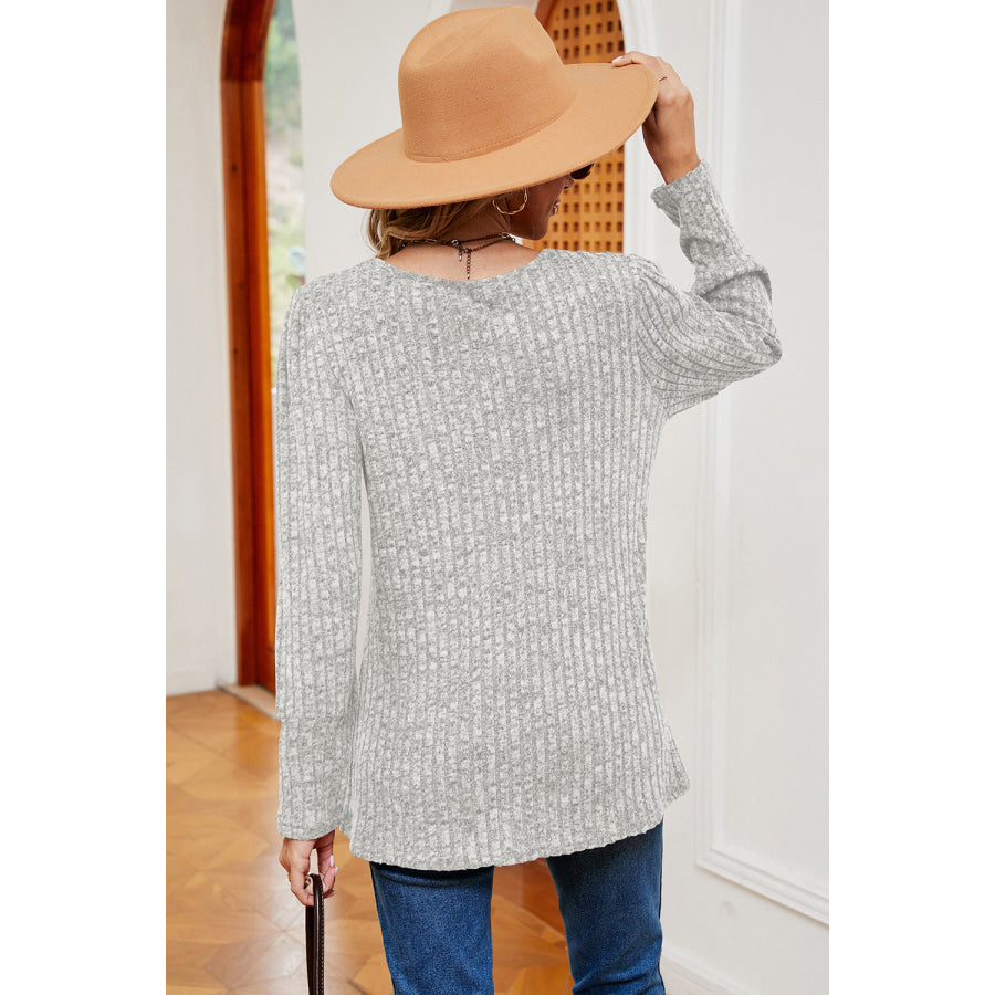 Decorative Button Square Neck T - Shirt Apparel and Accessories