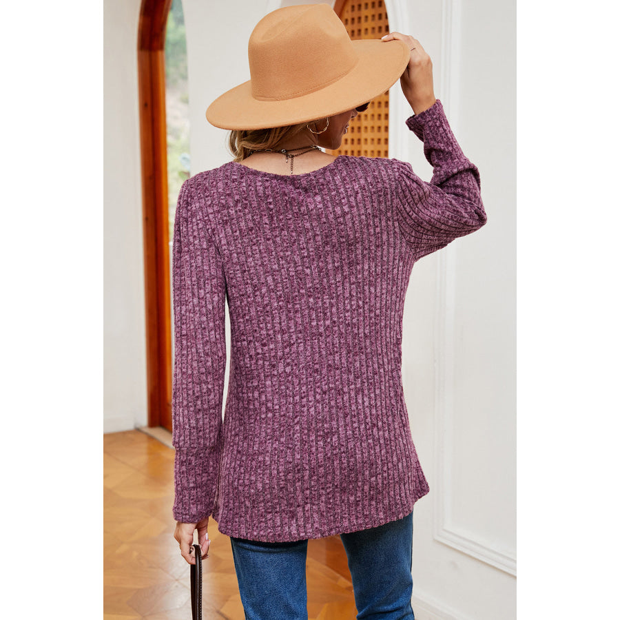 Decorative Button Square Neck T - Shirt Apparel and Accessories