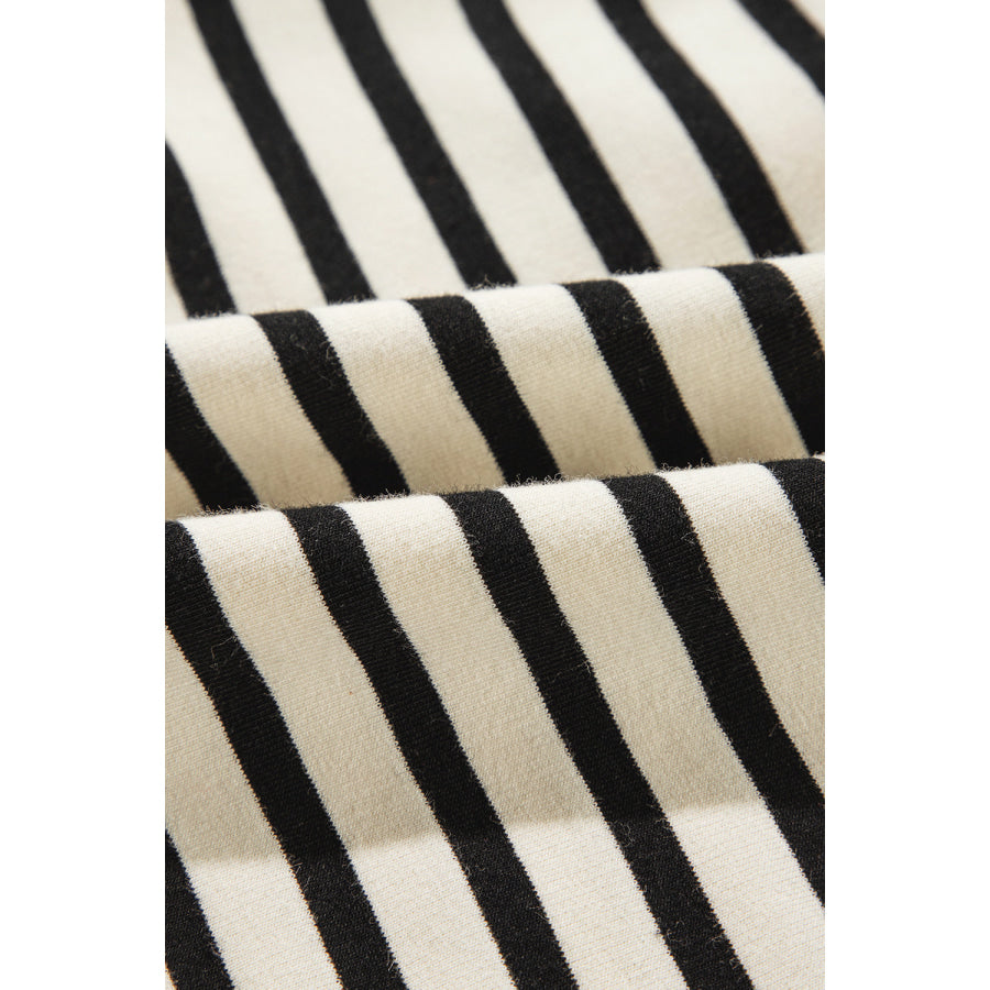 Decorative Button Striped Long Sleeve Sweatshirt Apparel and Accessories