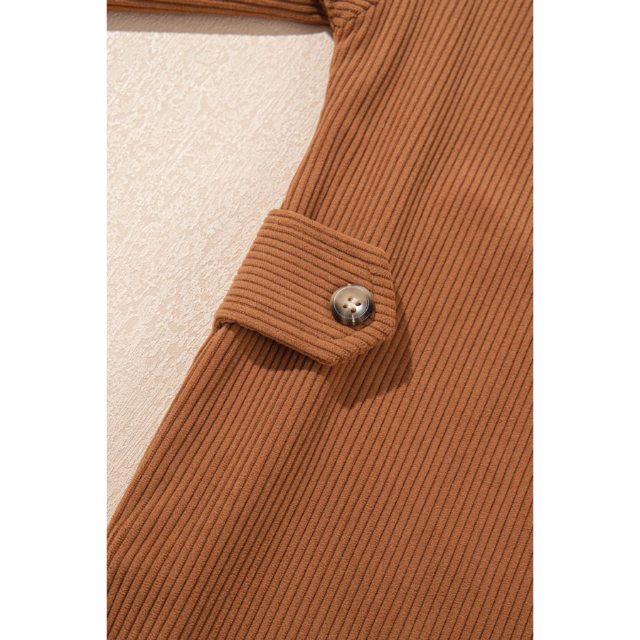 Decorative Pocket Flap Button Up Jacket Apparel and Accessories