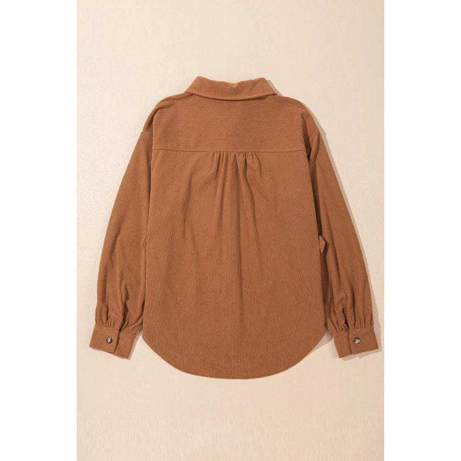 Decorative Pocket Flap Button Up Jacket Apparel and Accessories