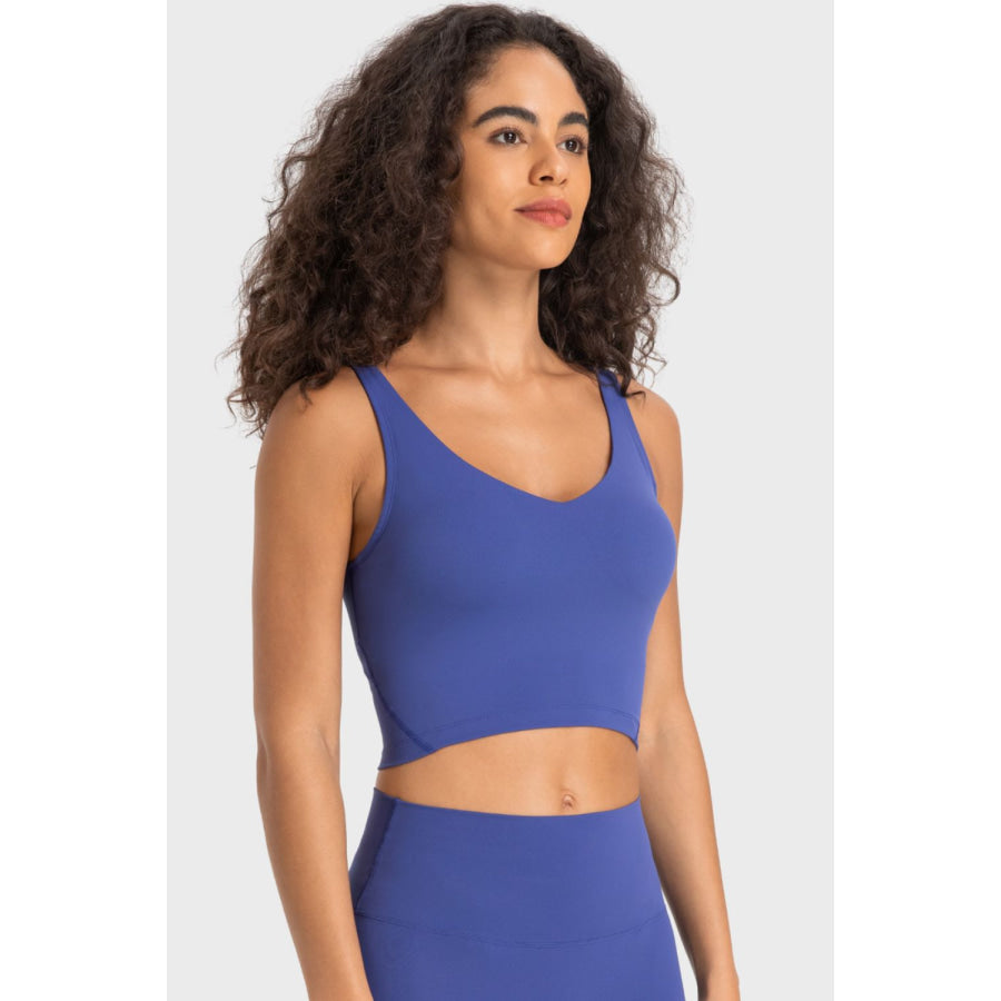 Deep V-Neck Crop Sports Bra