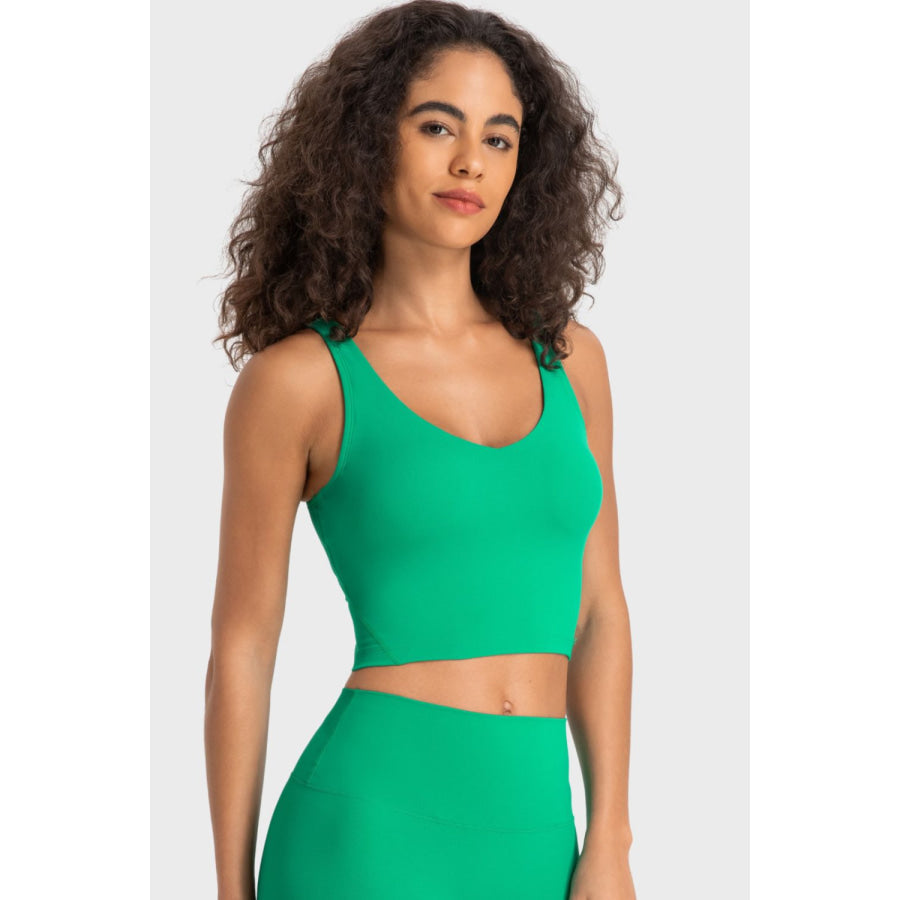 Deep V-Neck Crop Sports Bra