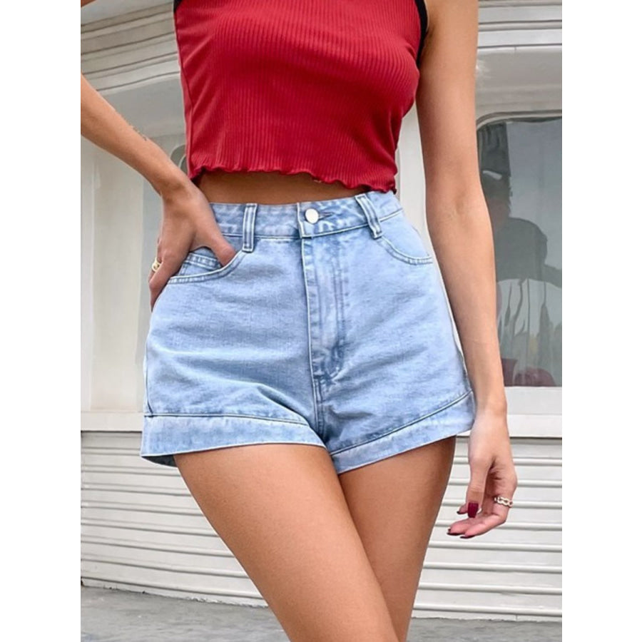 Denim Shorts with Pockets Apparel and Accessories