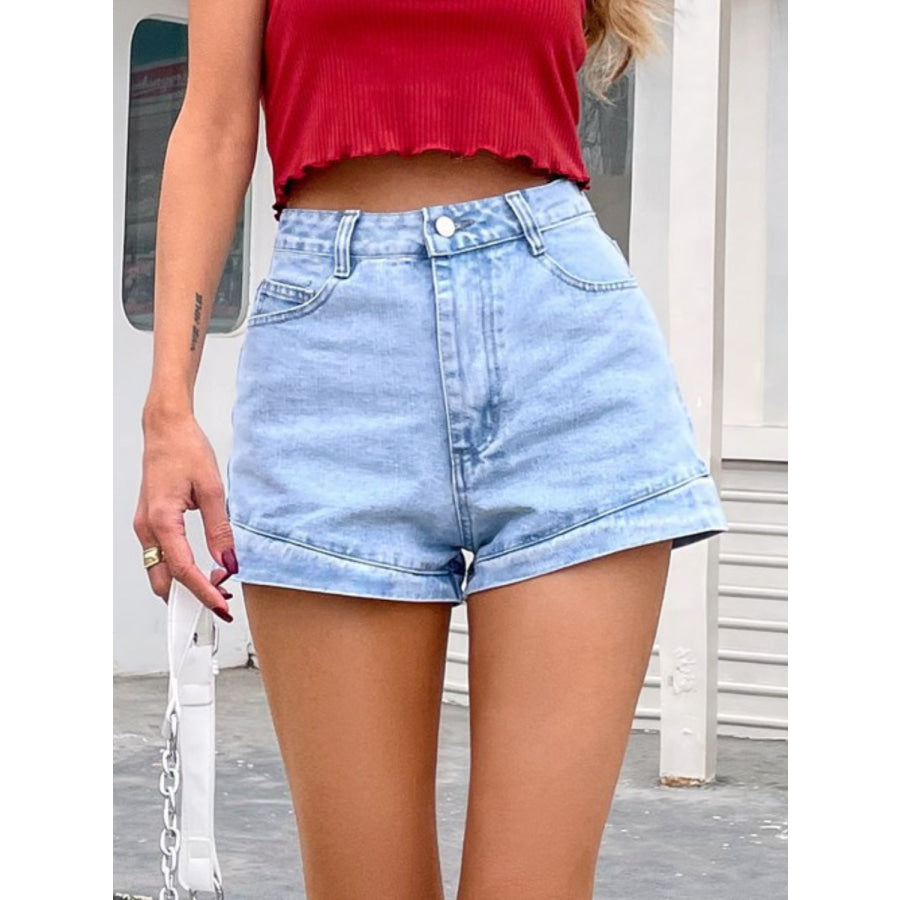 Denim Shorts with Pockets Apparel and Accessories