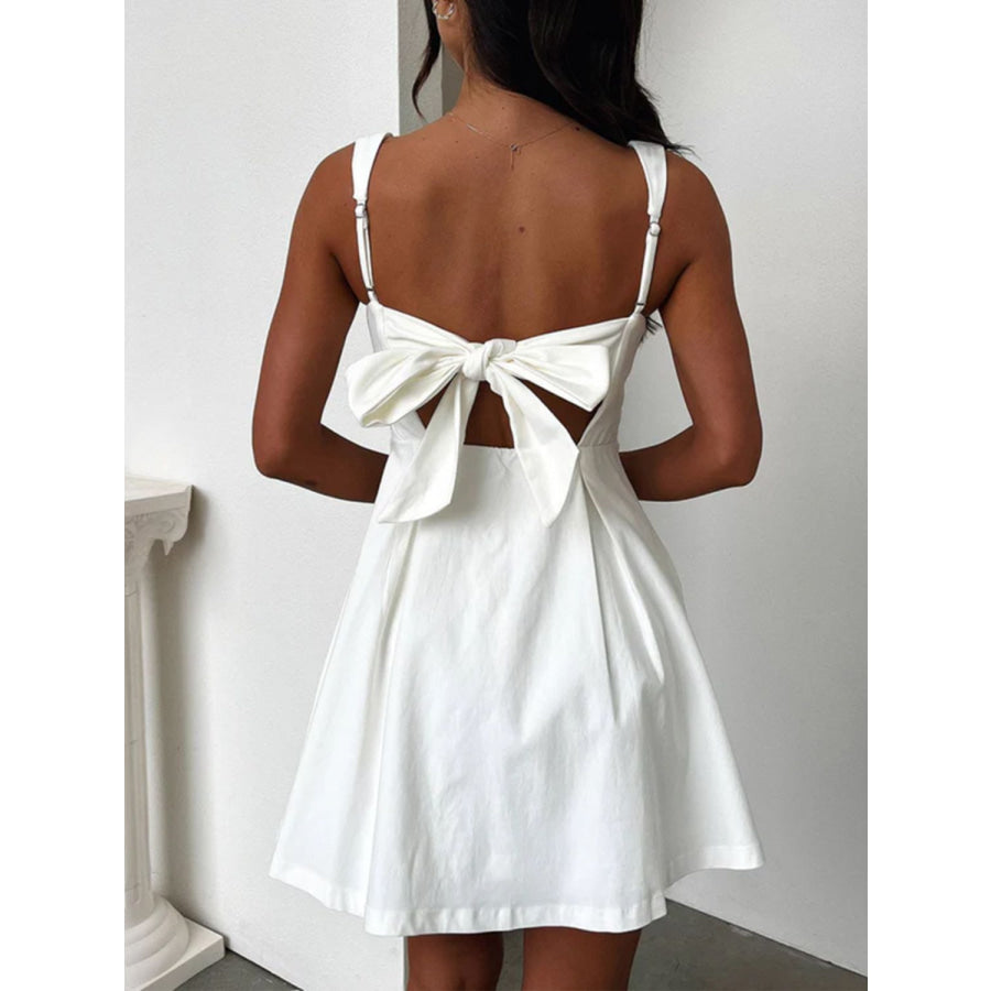 Devine Bow Back Square Neck Mini Dress Apparel and Accessories