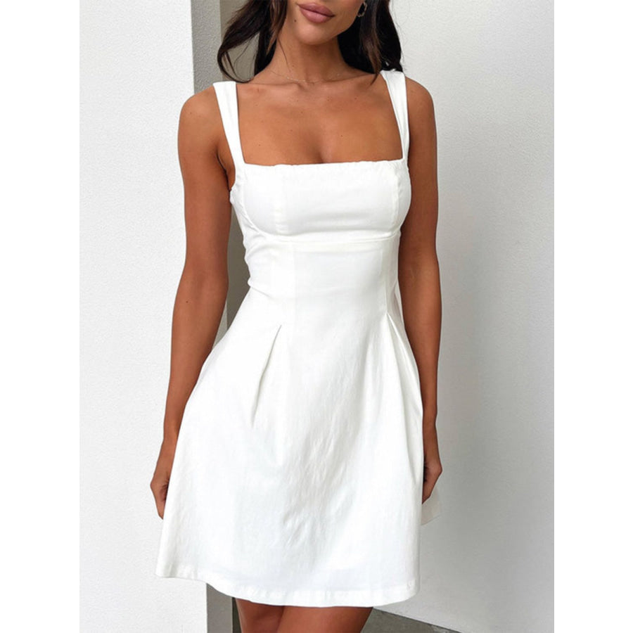 Devine Bow Back Square Neck Mini Dress Apparel and Accessories