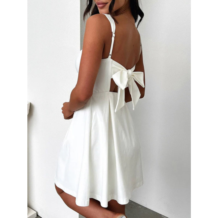 Devine Bow Back Square Neck Mini Dress Apparel and Accessories