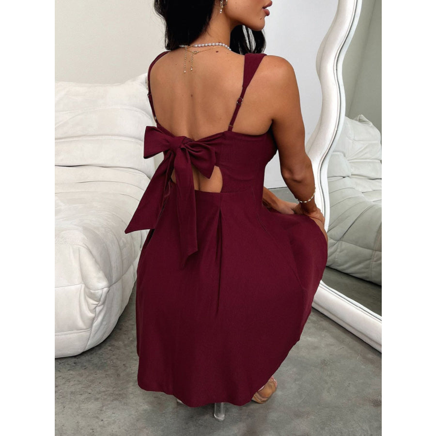 Devine Bow Back Square Neck Mini Dress Apparel and Accessories