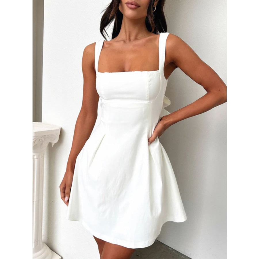 Devine Bow Back Square Neck Mini Dress Apparel and Accessories