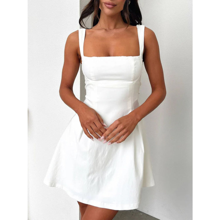 Devine Bow Back Square Neck Mini Dress Apparel and Accessories