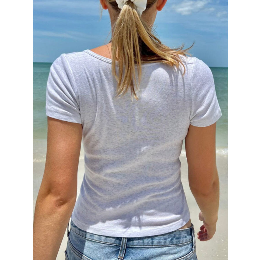 Devine Button Detail Short Sleeve T-Shirt Apparel and Accessories