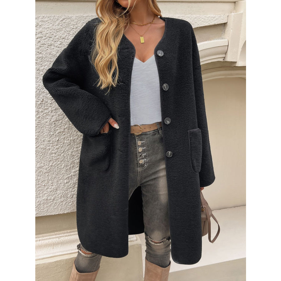 Devine Button Up Long Sleeve Coat Apparel and Accessories
