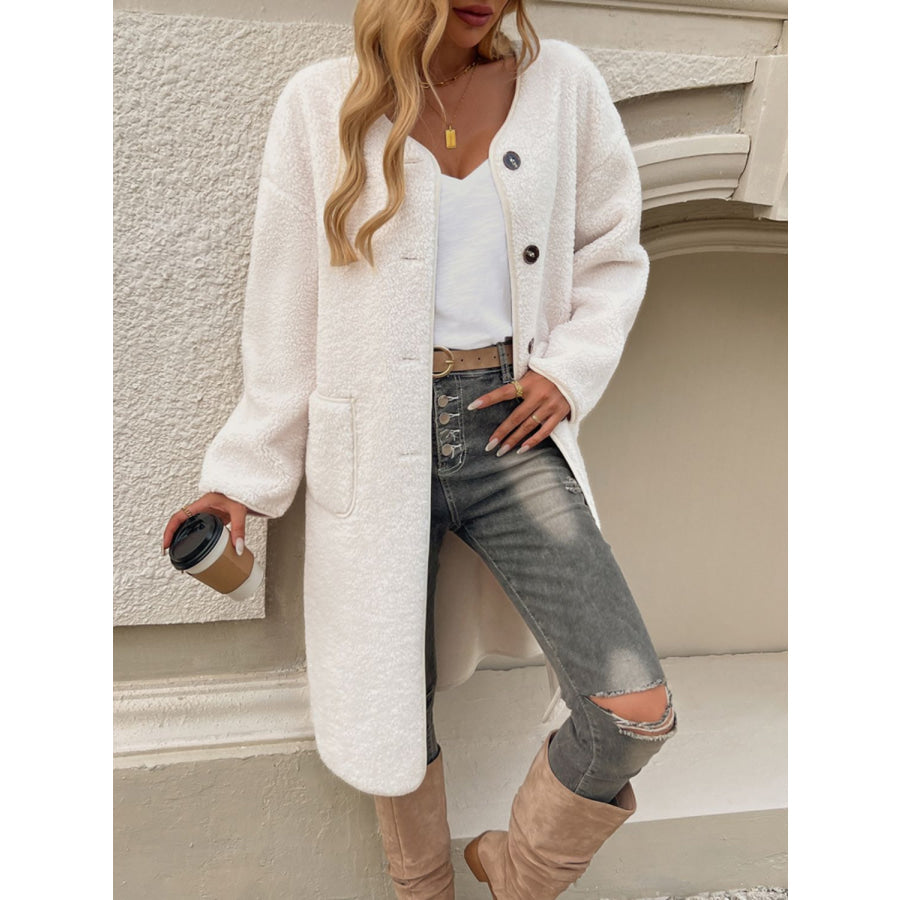 Devine Button Up Long Sleeve Coat Apparel and Accessories