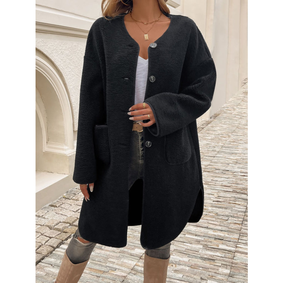 Devine Button Up Long Sleeve Coat Apparel and Accessories