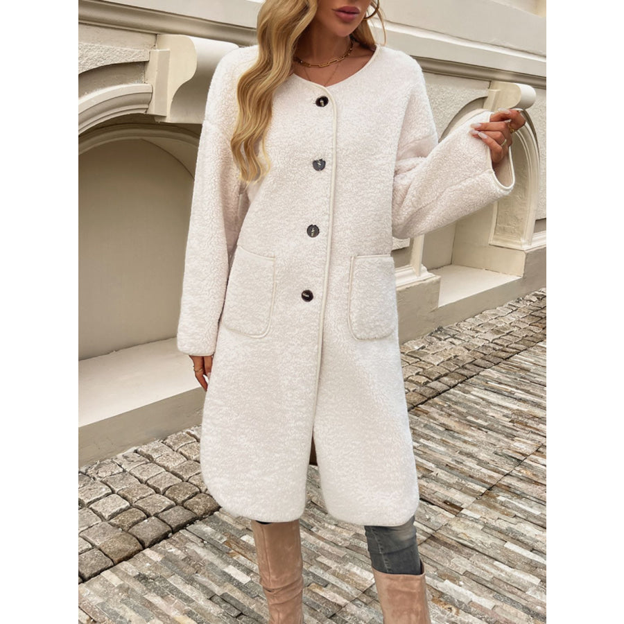 Devine Button Up Long Sleeve Coat Apparel and Accessories