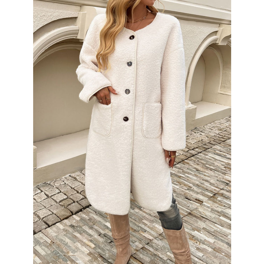 Devine Button Up Long Sleeve Coat Apparel and Accessories