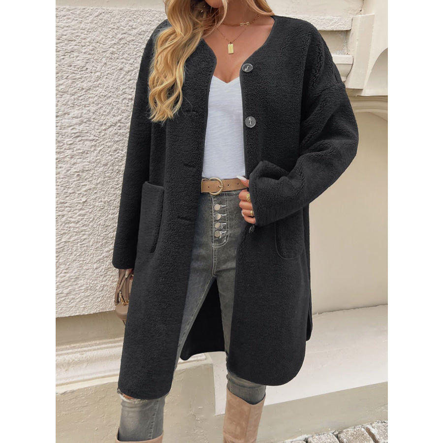 Devine Button Up Long Sleeve Coat Apparel and Accessories