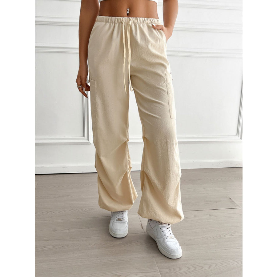 Devine Drawstring Joggers with Pockets Cream / S Apparel and Accessories