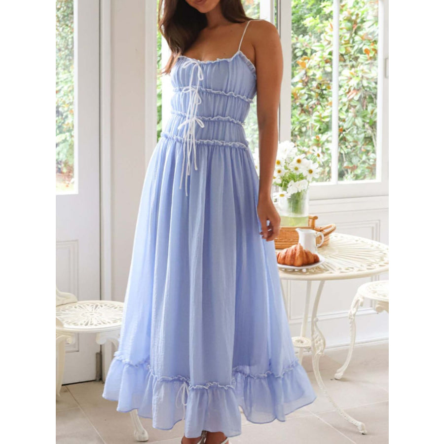 Devine Frill Ruffled Hem Midi Cami Dress Apparel and Accessories