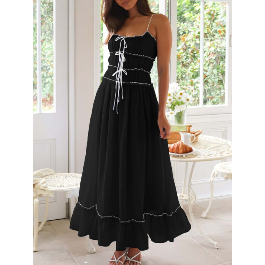 Devine Frill Ruffled Hem Midi Cami Dress Apparel and Accessories