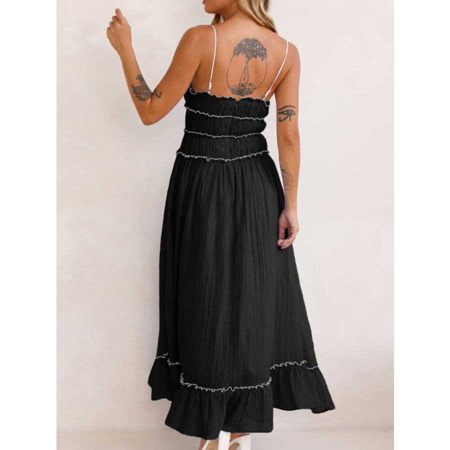 Devine Frill Ruffled Hem Midi Cami Dress Apparel and Accessories