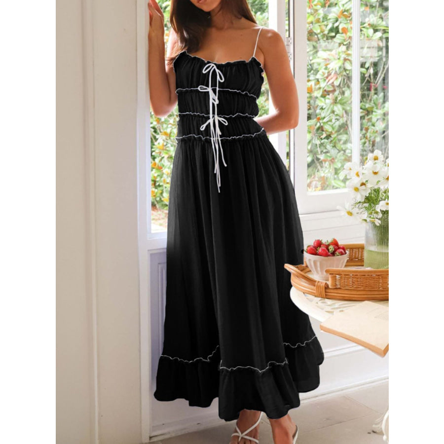 Devine Frill Ruffled Hem Midi Cami Dress Apparel and Accessories