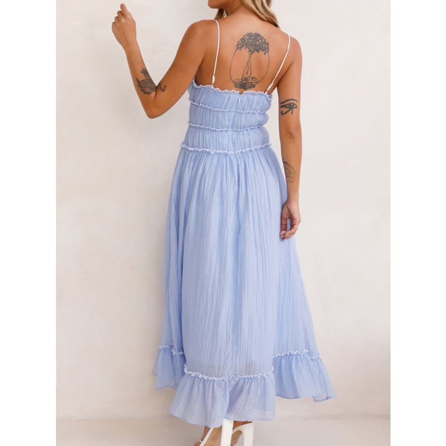 Devine Frill Ruffled Hem Midi Cami Dress Apparel and Accessories