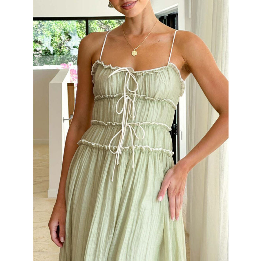 Devine Frill Ruffled Hem Midi Cami Dress Apparel and Accessories