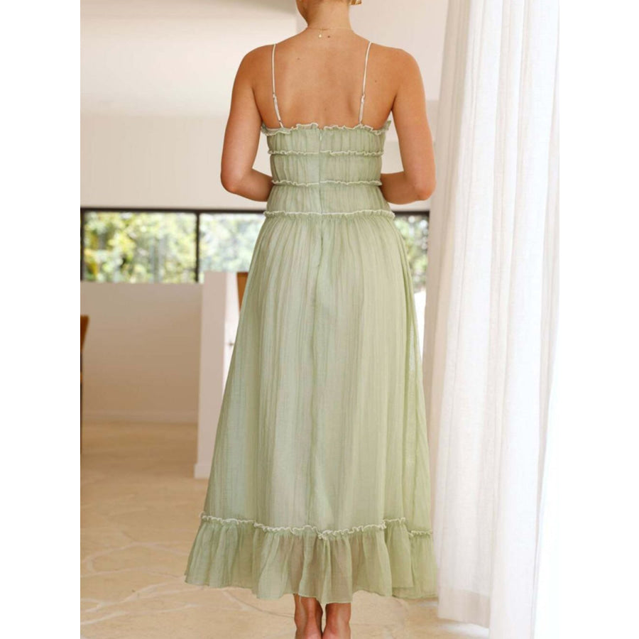 Devine Frill Ruffled Hem Midi Cami Dress Apparel and Accessories