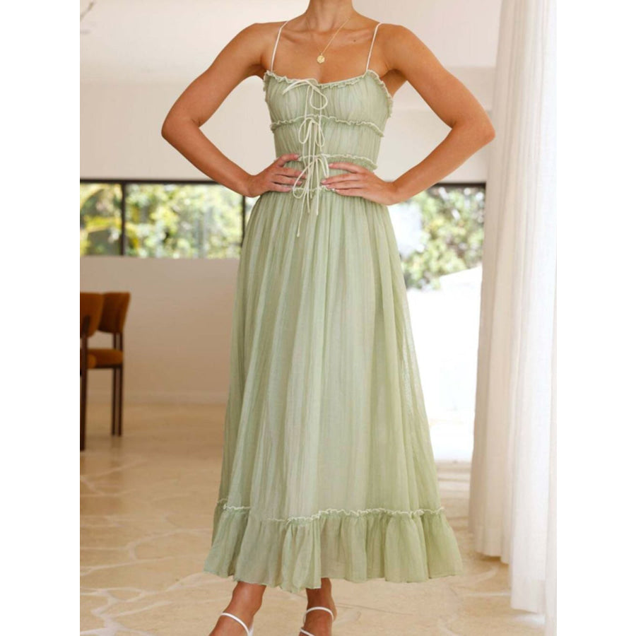 Devine Frill Ruffled Hem Midi Cami Dress Apparel and Accessories