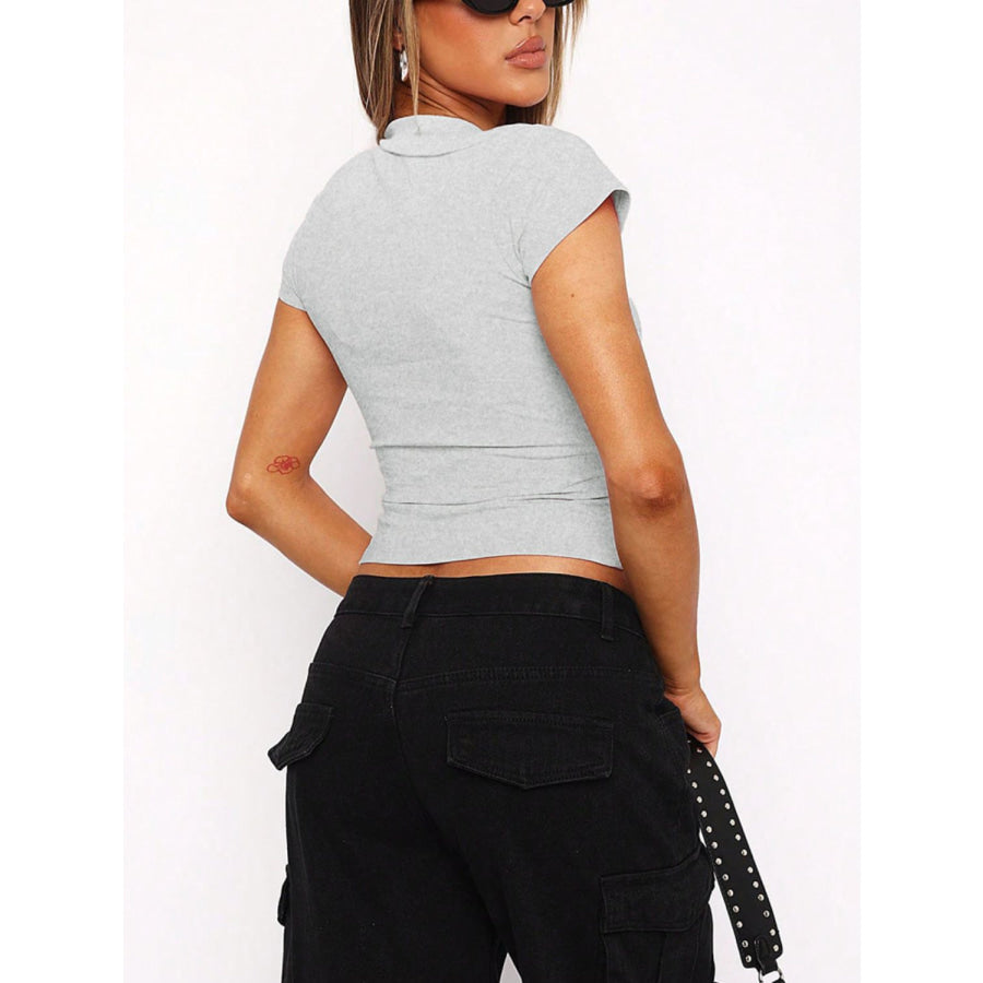 Devine Johnny Collar Short Sleeve T-Shirt Apparel and Accessories