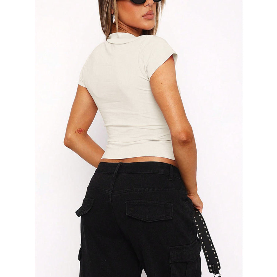 Devine Johnny Collar Short Sleeve T-Shirt Apparel and Accessories