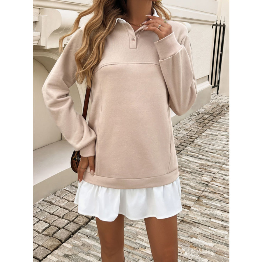 Devine Ruffle Hem Long Sleeve Mini Dress Apparel and Accessories