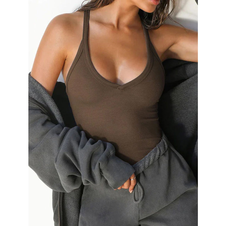 Devine Scoop Neck Tank Brown / S Apparel and Accessories