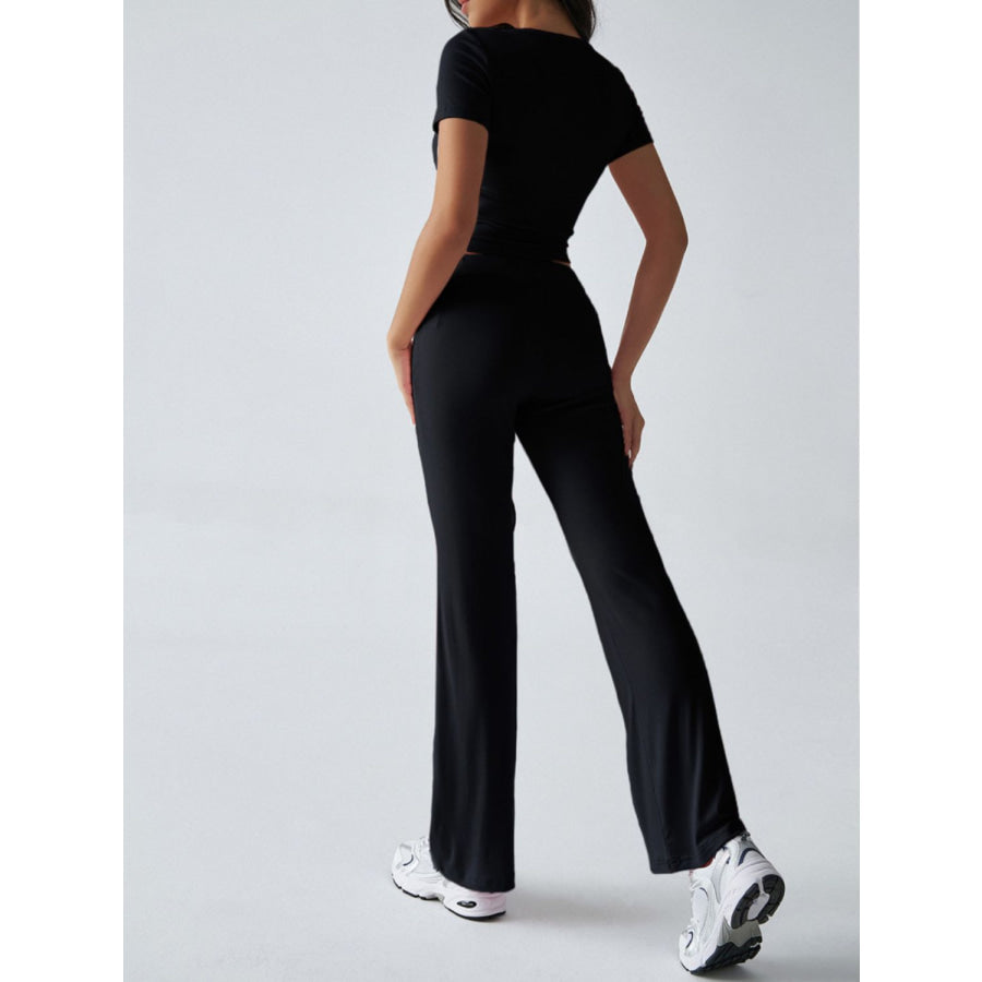 Devine Short Sleeve Top and Drawstring Pants Set Apparel and Accessories