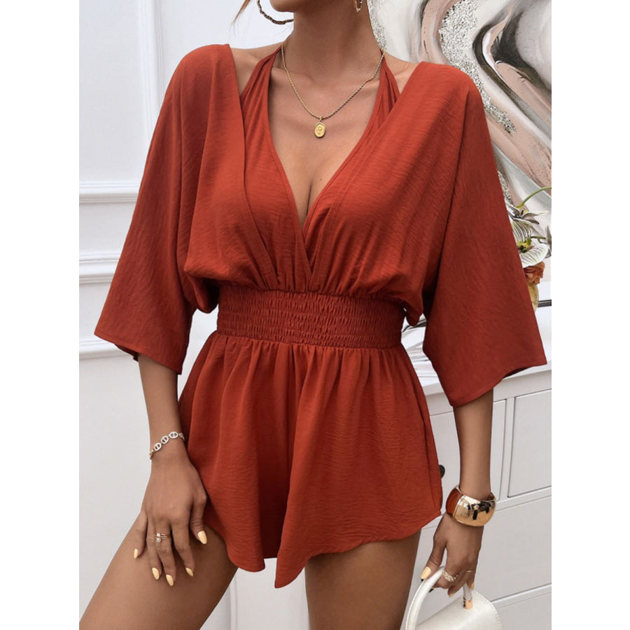 Devine Smocked Tie Back Romper Apparel and Accessories