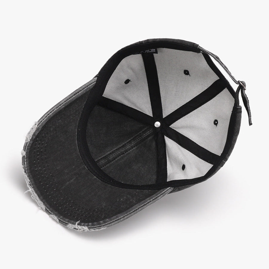 Distressed Adjustable Cotton Baseball Cap Apparel and Accessories