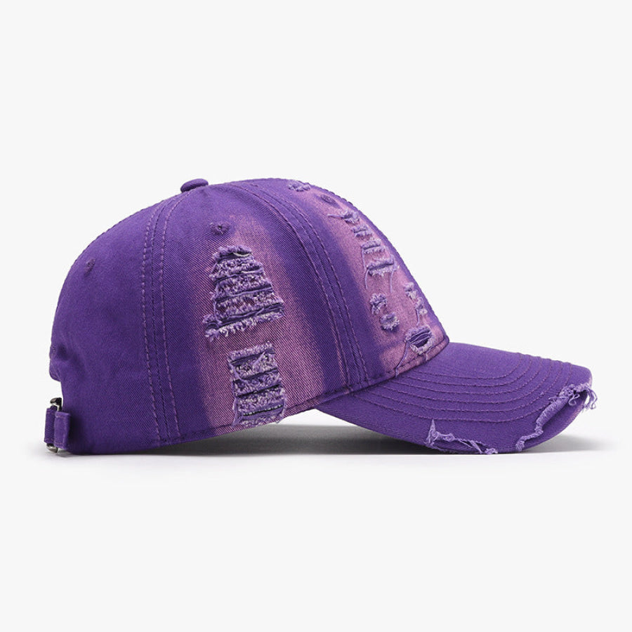 Distressed Adjustable Cotton Baseball Cap Apparel and Accessories